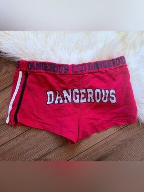 Vintage Y2K Instant Action Red “Dangerous” Stripe Micro Bootie Short Size Medium